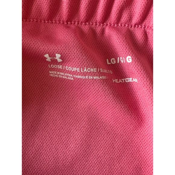 Under Armour Pink Black White Active Shorts Women’s Large Logo Waistband - Picture 3 of 3